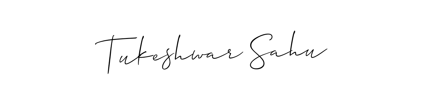 You should practise on your own different ways (Allison_Script) to write your name (Tukeshwar Sahu) in signature. don't let someone else do it for you. Tukeshwar Sahu signature style 2 images and pictures png
