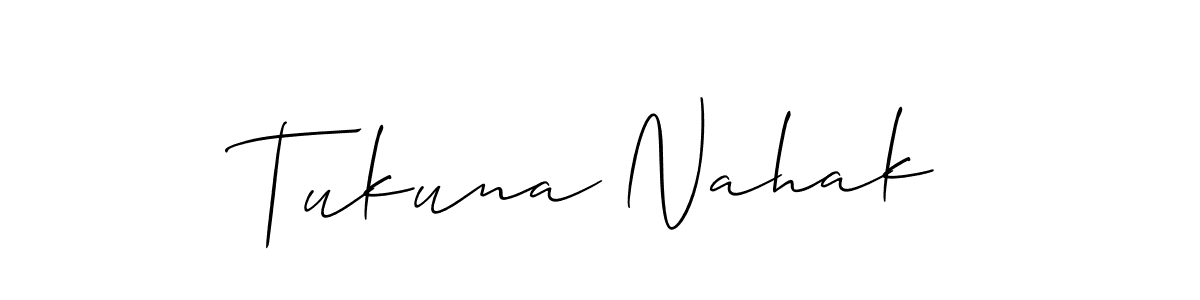 Make a beautiful signature design for name Tukuna Nahak. With this signature (Allison_Script) style, you can create a handwritten signature for free. Tukuna Nahak signature style 2 images and pictures png