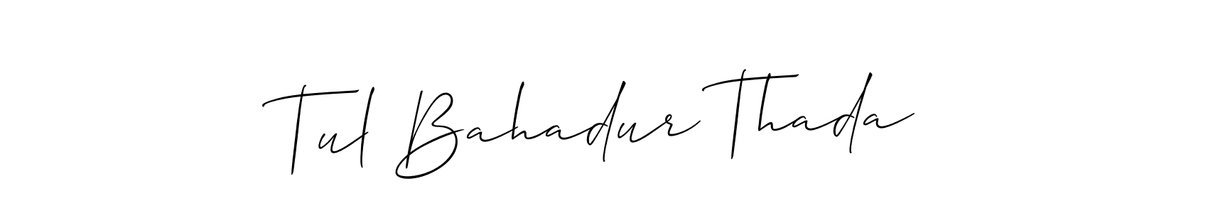 How to make Tul Bahadur Thada name signature. Use Allison_Script style for creating short signs online. This is the latest handwritten sign. Tul Bahadur Thada signature style 2 images and pictures png