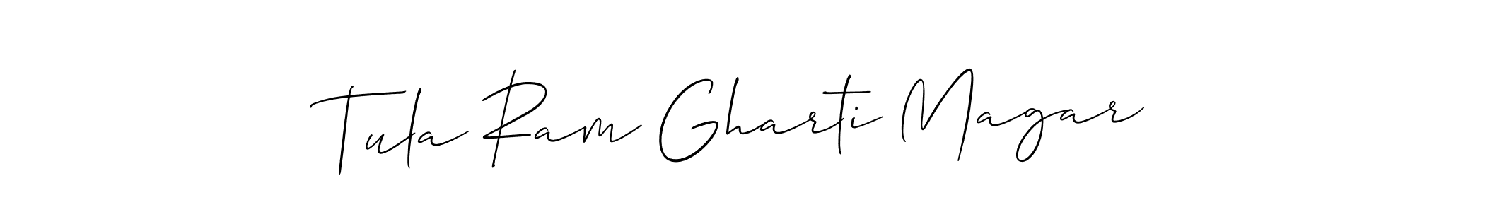 Create a beautiful signature design for name Tula Ram Gharti Magar. With this signature (Allison_Script) fonts, you can make a handwritten signature for free. Tula Ram Gharti Magar signature style 2 images and pictures png