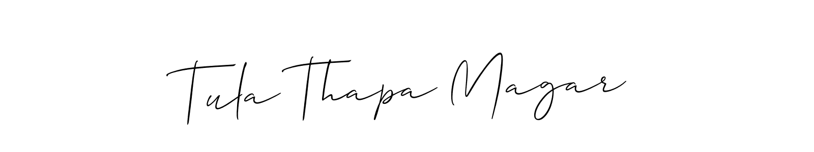 if you are searching for the best signature style for your name Tula Thapa Magar. so please give up your signature search. here we have designed multiple signature styles  using Allison_Script. Tula Thapa Magar signature style 2 images and pictures png