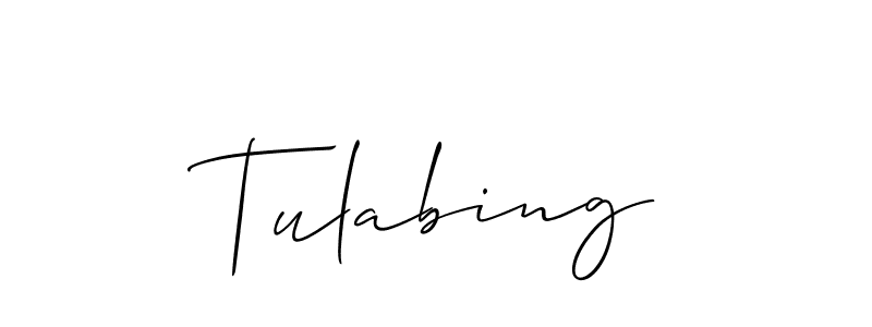 Similarly Allison_Script is the best handwritten signature design. Signature creator online .You can use it as an online autograph creator for name Tulabing. Tulabing signature style 2 images and pictures png