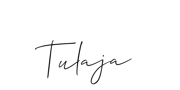 Allison_Script is a professional signature style that is perfect for those who want to add a touch of class to their signature. It is also a great choice for those who want to make their signature more unique. Get Tulaja name to fancy signature for free. Tulaja signature style 2 images and pictures png