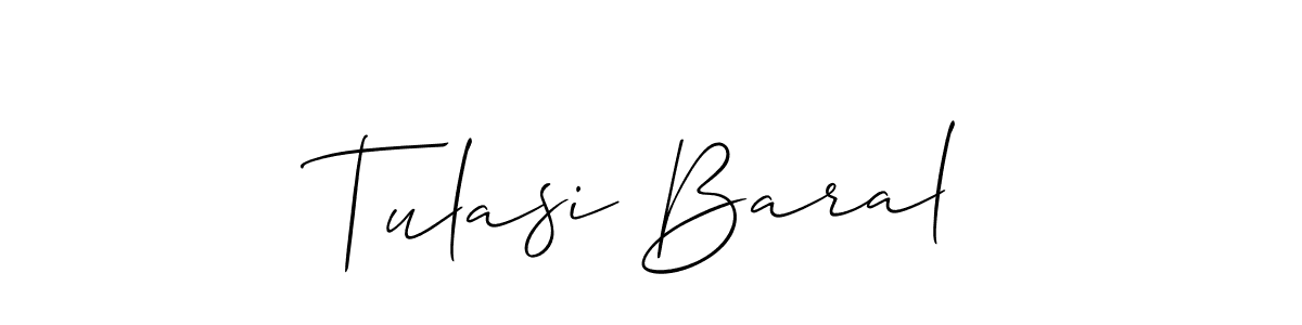 How to make Tulasi Baral name signature. Use Allison_Script style for creating short signs online. This is the latest handwritten sign. Tulasi Baral signature style 2 images and pictures png