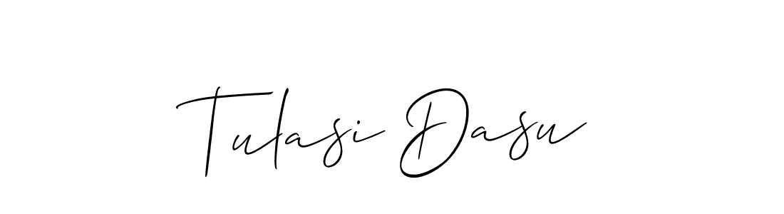Allison_Script is a professional signature style that is perfect for those who want to add a touch of class to their signature. It is also a great choice for those who want to make their signature more unique. Get Tulasi Dasu name to fancy signature for free. Tulasi Dasu signature style 2 images and pictures png
