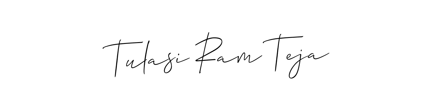 The best way (Allison_Script) to make a short signature is to pick only two or three words in your name. The name Tulasi Ram Teja include a total of six letters. For converting this name. Tulasi Ram Teja signature style 2 images and pictures png