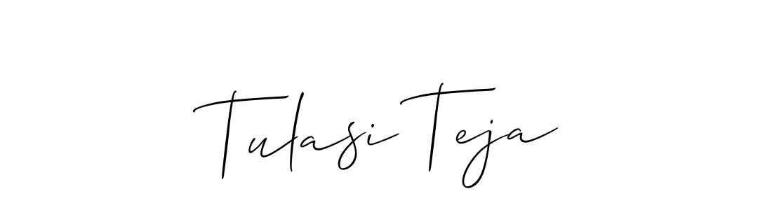 You should practise on your own different ways (Allison_Script) to write your name (Tulasi Teja) in signature. don't let someone else do it for you. Tulasi Teja signature style 2 images and pictures png