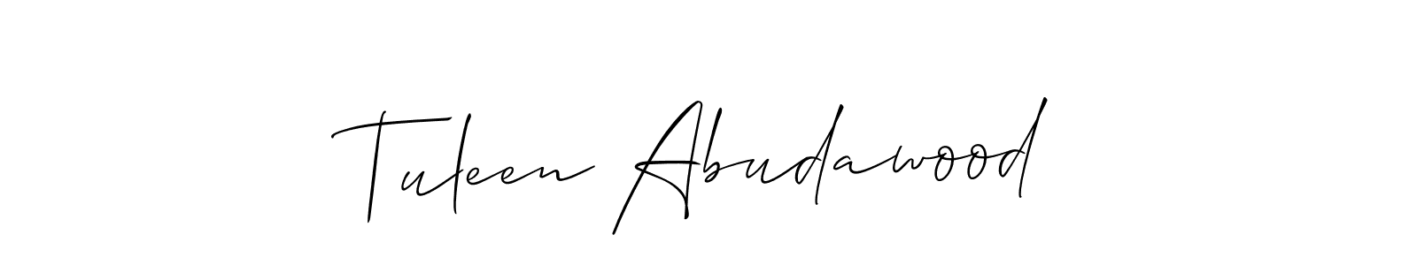 Create a beautiful signature design for name Tuleen Abudawood. With this signature (Allison_Script) fonts, you can make a handwritten signature for free. Tuleen Abudawood signature style 2 images and pictures png