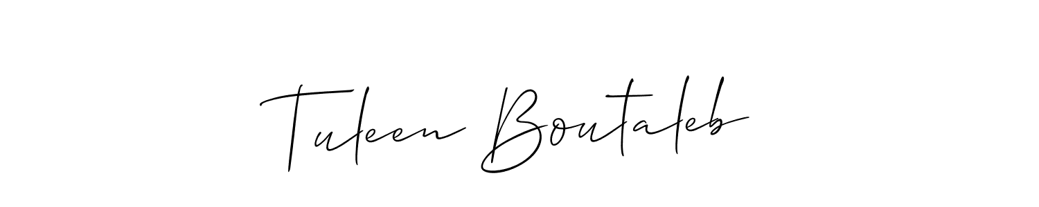 Also You can easily find your signature by using the search form. We will create Tuleen Boutaleb name handwritten signature images for you free of cost using Allison_Script sign style. Tuleen Boutaleb signature style 2 images and pictures png