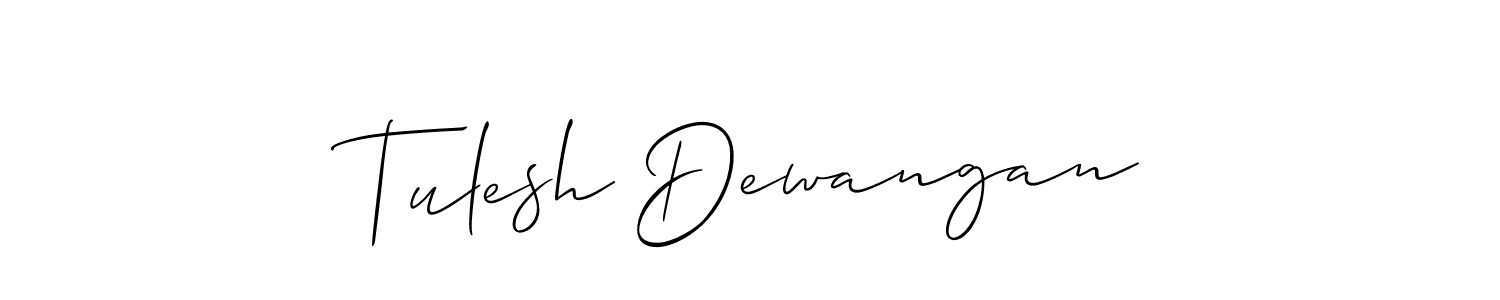 You should practise on your own different ways (Allison_Script) to write your name (Tulesh Dewangan) in signature. don't let someone else do it for you. Tulesh Dewangan signature style 2 images and pictures png