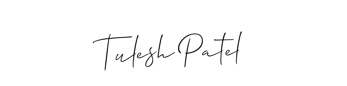 Tulesh Patel stylish signature style. Best Handwritten Sign (Allison_Script) for my name. Handwritten Signature Collection Ideas for my name Tulesh Patel. Tulesh Patel signature style 2 images and pictures png