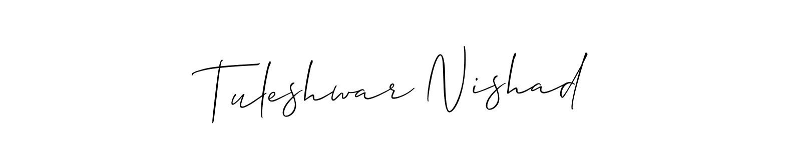 This is the best signature style for the Tuleshwar Nishad name. Also you like these signature font (Allison_Script). Mix name signature. Tuleshwar Nishad signature style 2 images and pictures png