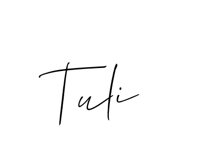 The best way (Allison_Script) to make a short signature is to pick only two or three words in your name. The name Tuli include a total of six letters. For converting this name. Tuli signature style 2 images and pictures png