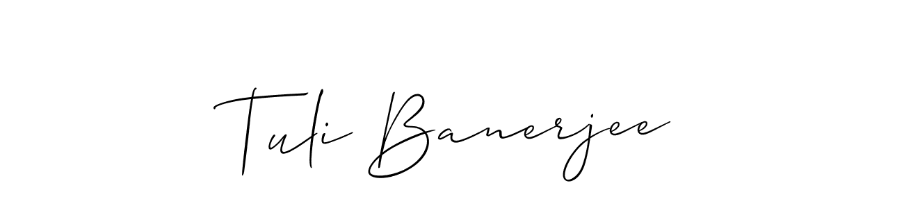 The best way (Allison_Script) to make a short signature is to pick only two or three words in your name. The name Tuli Banerjee include a total of six letters. For converting this name. Tuli Banerjee signature style 2 images and pictures png