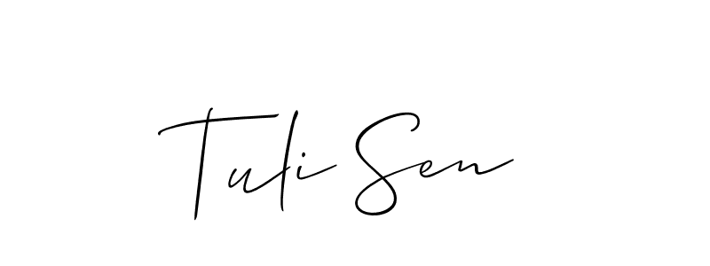 Create a beautiful signature design for name Tuli Sen. With this signature (Allison_Script) fonts, you can make a handwritten signature for free. Tuli Sen signature style 2 images and pictures png