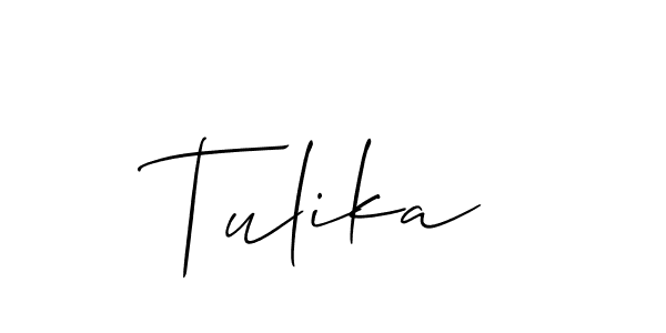 Also we have Tulika name is the best signature style. Create professional handwritten signature collection using Allison_Script autograph style. Tulika signature style 2 images and pictures png
