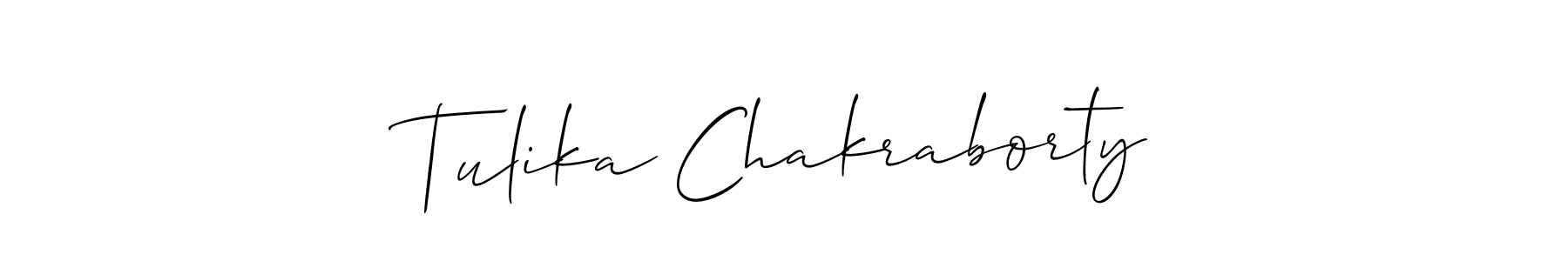 Use a signature maker to create a handwritten signature online. With this signature software, you can design (Allison_Script) your own signature for name Tulika Chakraborty. Tulika Chakraborty signature style 2 images and pictures png