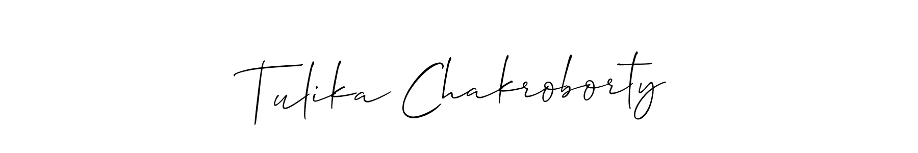 How to Draw Tulika Chakroborty signature style? Allison_Script is a latest design signature styles for name Tulika Chakroborty. Tulika Chakroborty signature style 2 images and pictures png