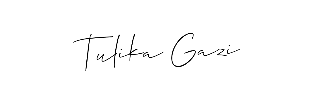 if you are searching for the best signature style for your name Tulika Gazi. so please give up your signature search. here we have designed multiple signature styles  using Allison_Script. Tulika Gazi signature style 2 images and pictures png