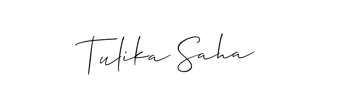 Tulika Saha stylish signature style. Best Handwritten Sign (Allison_Script) for my name. Handwritten Signature Collection Ideas for my name Tulika Saha. Tulika Saha signature style 2 images and pictures png