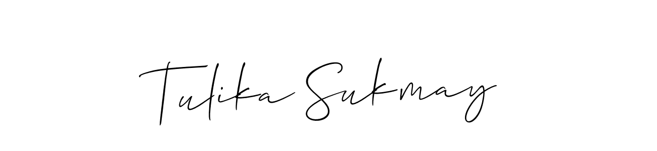 It looks lik you need a new signature style for name Tulika Sukmay. Design unique handwritten (Allison_Script) signature with our free signature maker in just a few clicks. Tulika Sukmay signature style 2 images and pictures png