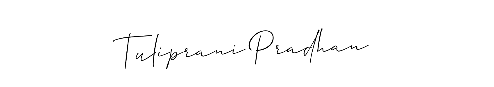 Use a signature maker to create a handwritten signature online. With this signature software, you can design (Allison_Script) your own signature for name Tuliprani Pradhan. Tuliprani Pradhan signature style 2 images and pictures png