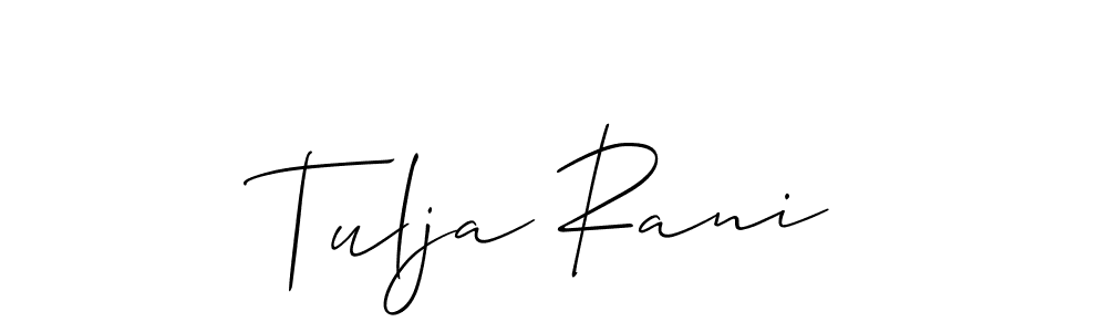 How to make Tulja Rani name signature. Use Allison_Script style for creating short signs online. This is the latest handwritten sign. Tulja Rani signature style 2 images and pictures png