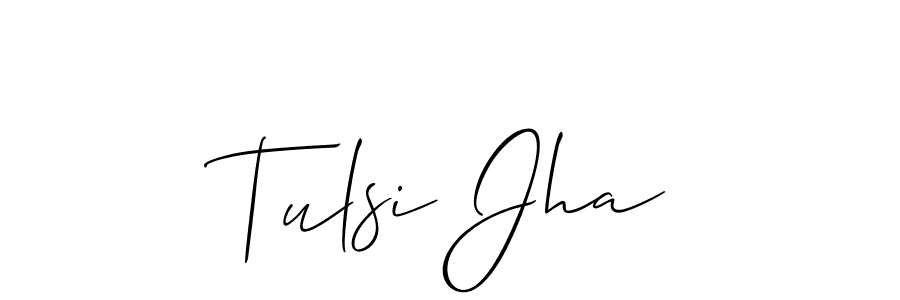 Also You can easily find your signature by using the search form. We will create Tulsi Jha name handwritten signature images for you free of cost using Allison_Script sign style. Tulsi Jha signature style 2 images and pictures png