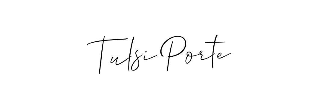 Also You can easily find your signature by using the search form. We will create Tulsi Porte name handwritten signature images for you free of cost using Allison_Script sign style. Tulsi Porte signature style 2 images and pictures png