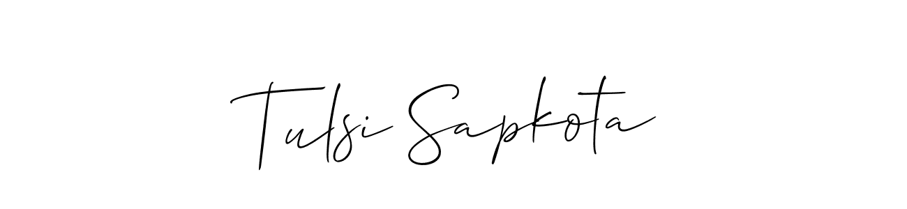 Make a beautiful signature design for name Tulsi Sapkota. With this signature (Allison_Script) style, you can create a handwritten signature for free. Tulsi Sapkota signature style 2 images and pictures png