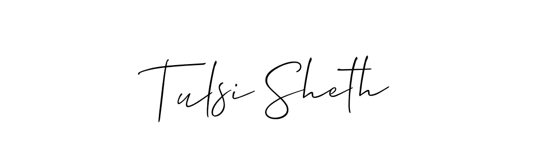 How to make Tulsi Sheth name signature. Use Allison_Script style for creating short signs online. This is the latest handwritten sign. Tulsi Sheth signature style 2 images and pictures png