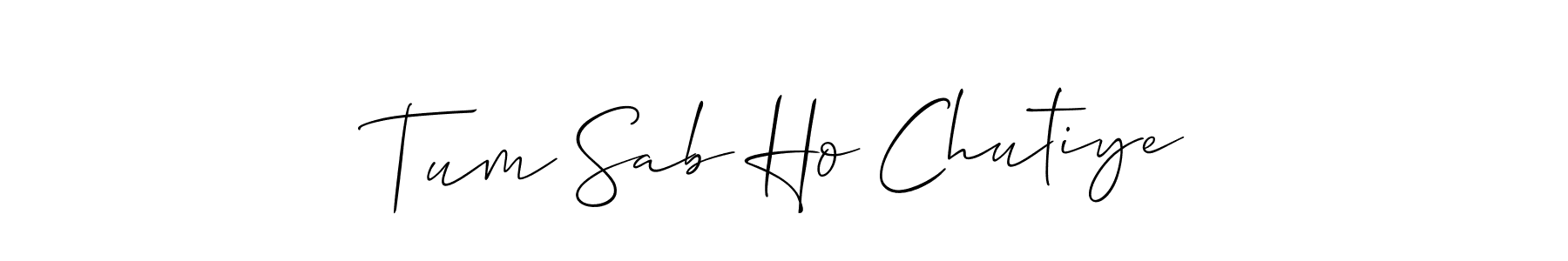 The best way (Allison_Script) to make a short signature is to pick only two or three words in your name. The name Tum Sab Ho Chutiye include a total of six letters. For converting this name. Tum Sab Ho Chutiye signature style 2 images and pictures png