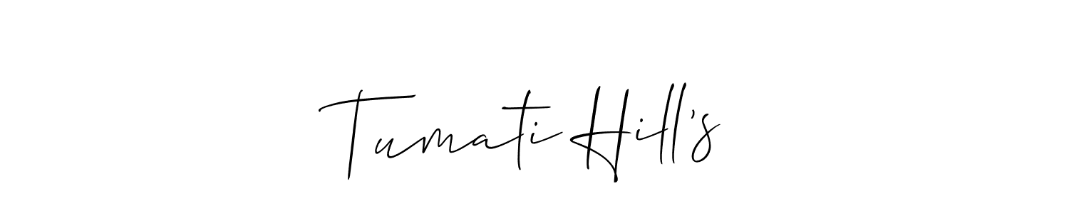 if you are searching for the best signature style for your name Tumati Hill’s. so please give up your signature search. here we have designed multiple signature styles  using Allison_Script. Tumati Hill’s signature style 2 images and pictures png