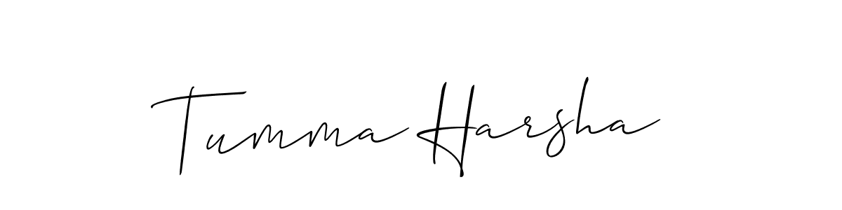 Make a beautiful signature design for name Tumma Harsha. With this signature (Allison_Script) style, you can create a handwritten signature for free. Tumma Harsha signature style 2 images and pictures png