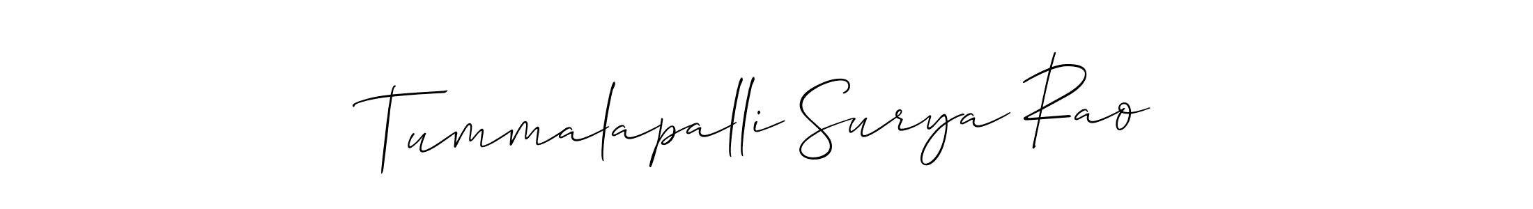 Make a beautiful signature design for name Tummalapalli Surya Rao. With this signature (Allison_Script) style, you can create a handwritten signature for free. Tummalapalli Surya Rao signature style 2 images and pictures png