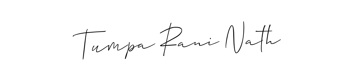 It looks lik you need a new signature style for name Tumpa Rani Nath. Design unique handwritten (Allison_Script) signature with our free signature maker in just a few clicks. Tumpa Rani Nath signature style 2 images and pictures png