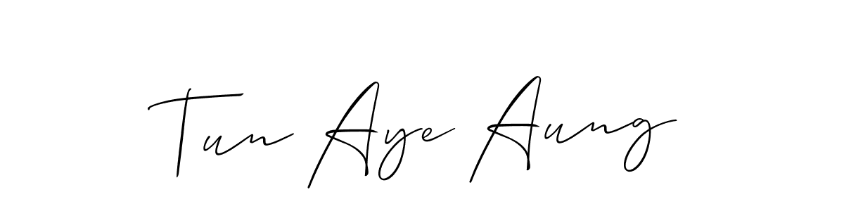 Tun Aye Aung stylish signature style. Best Handwritten Sign (Allison_Script) for my name. Handwritten Signature Collection Ideas for my name Tun Aye Aung. Tun Aye Aung signature style 2 images and pictures png