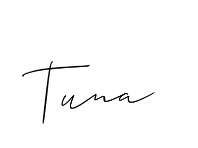 Make a beautiful signature design for name Tuna. With this signature (Allison_Script) style, you can create a handwritten signature for free. Tuna signature style 2 images and pictures png