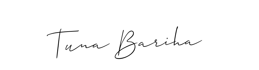 Design your own signature with our free online signature maker. With this signature software, you can create a handwritten (Allison_Script) signature for name Tuna Bariha. Tuna Bariha signature style 2 images and pictures png