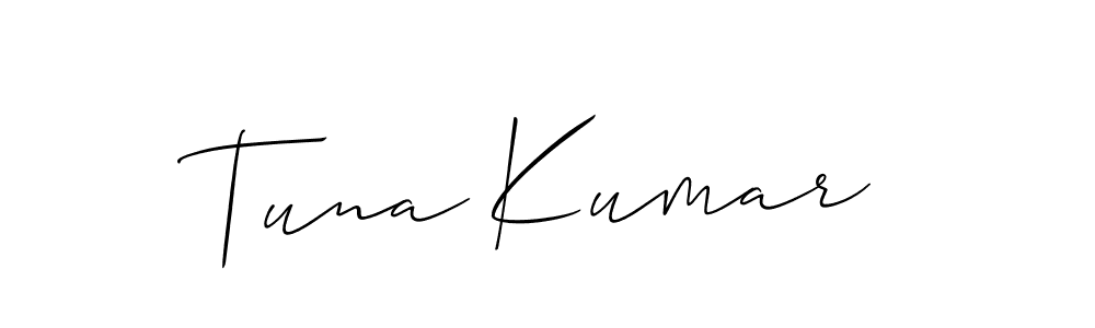 Make a beautiful signature design for name Tuna Kumar. With this signature (Allison_Script) style, you can create a handwritten signature for free. Tuna Kumar signature style 2 images and pictures png