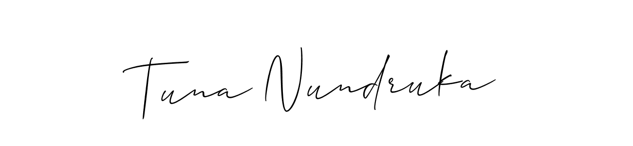 Once you've used our free online signature maker to create your best signature Allison_Script style, it's time to enjoy all of the benefits that Tuna Nundruka name signing documents. Tuna Nundruka signature style 2 images and pictures png