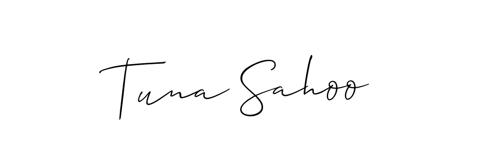 How to Draw Tuna Sahoo signature style? Allison_Script is a latest design signature styles for name Tuna Sahoo. Tuna Sahoo signature style 2 images and pictures png