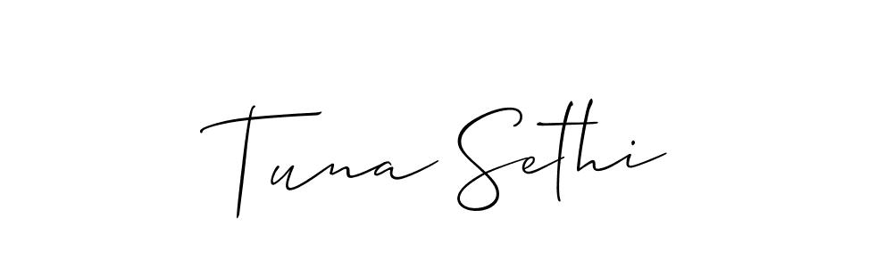 Tuna Sethi stylish signature style. Best Handwritten Sign (Allison_Script) for my name. Handwritten Signature Collection Ideas for my name Tuna Sethi. Tuna Sethi signature style 2 images and pictures png