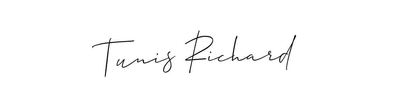 You should practise on your own different ways (Allison_Script) to write your name (Tunis Richard) in signature. don't let someone else do it for you. Tunis Richard signature style 2 images and pictures png