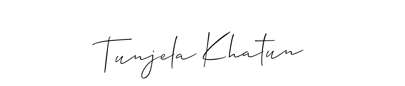 You should practise on your own different ways (Allison_Script) to write your name (Tunjela Khatun) in signature. don't let someone else do it for you. Tunjela Khatun signature style 2 images and pictures png
