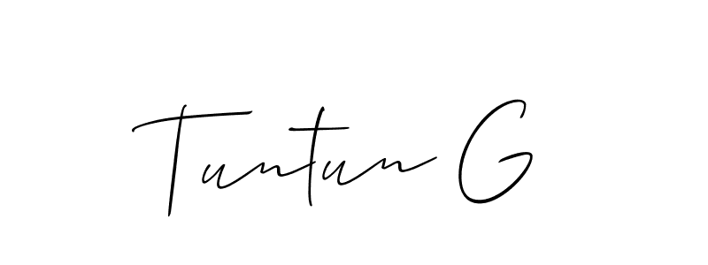 Make a short Tuntun G signature style. Manage your documents anywhere anytime using Allison_Script. Create and add eSignatures, submit forms, share and send files easily. Tuntun G signature style 2 images and pictures png