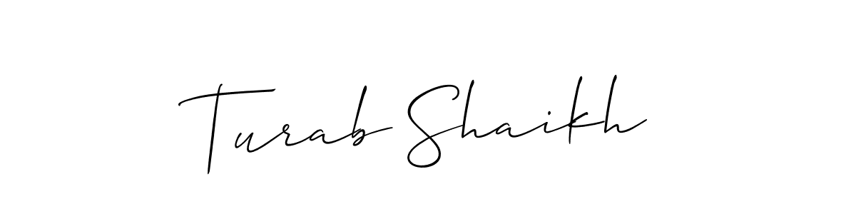 Also we have Turab Shaikh name is the best signature style. Create professional handwritten signature collection using Allison_Script autograph style. Turab Shaikh signature style 2 images and pictures png