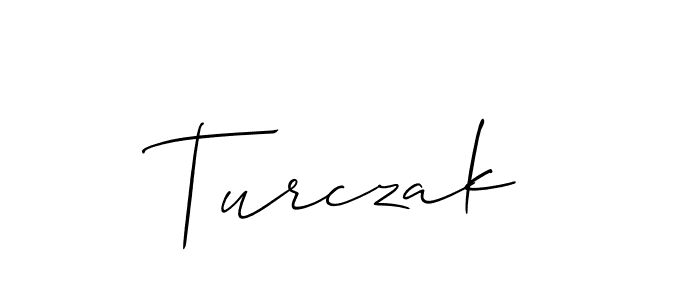 How to make Turczak name signature. Use Allison_Script style for creating short signs online. This is the latest handwritten sign. Turczak signature style 2 images and pictures png