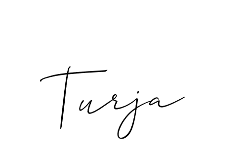 Design your own signature with our free online signature maker. With this signature software, you can create a handwritten (Allison_Script) signature for name Turja. Turja signature style 2 images and pictures png