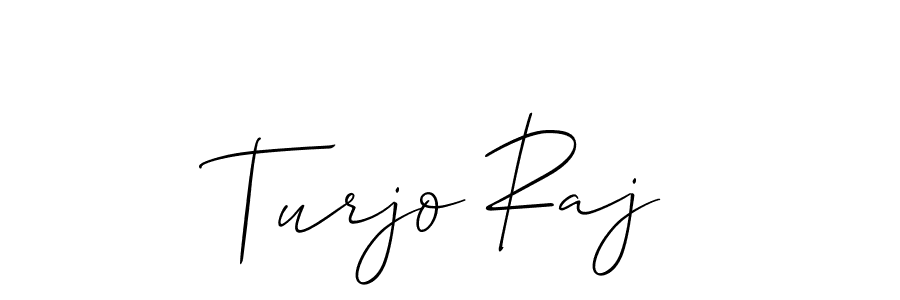 Use a signature maker to create a handwritten signature online. With this signature software, you can design (Allison_Script) your own signature for name Turjo Raj. Turjo Raj signature style 2 images and pictures png